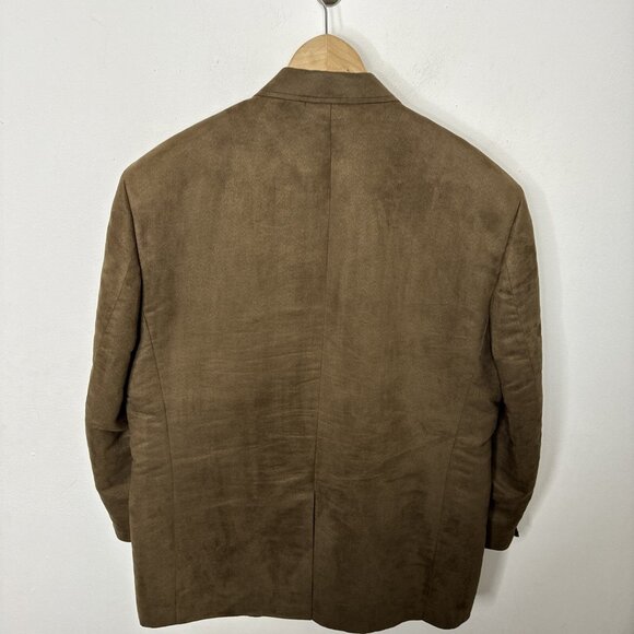 Chaps Ralph Lauren Men 50 R Brown Faux Suede Blazer Sports Coat - Picture 2 of 5